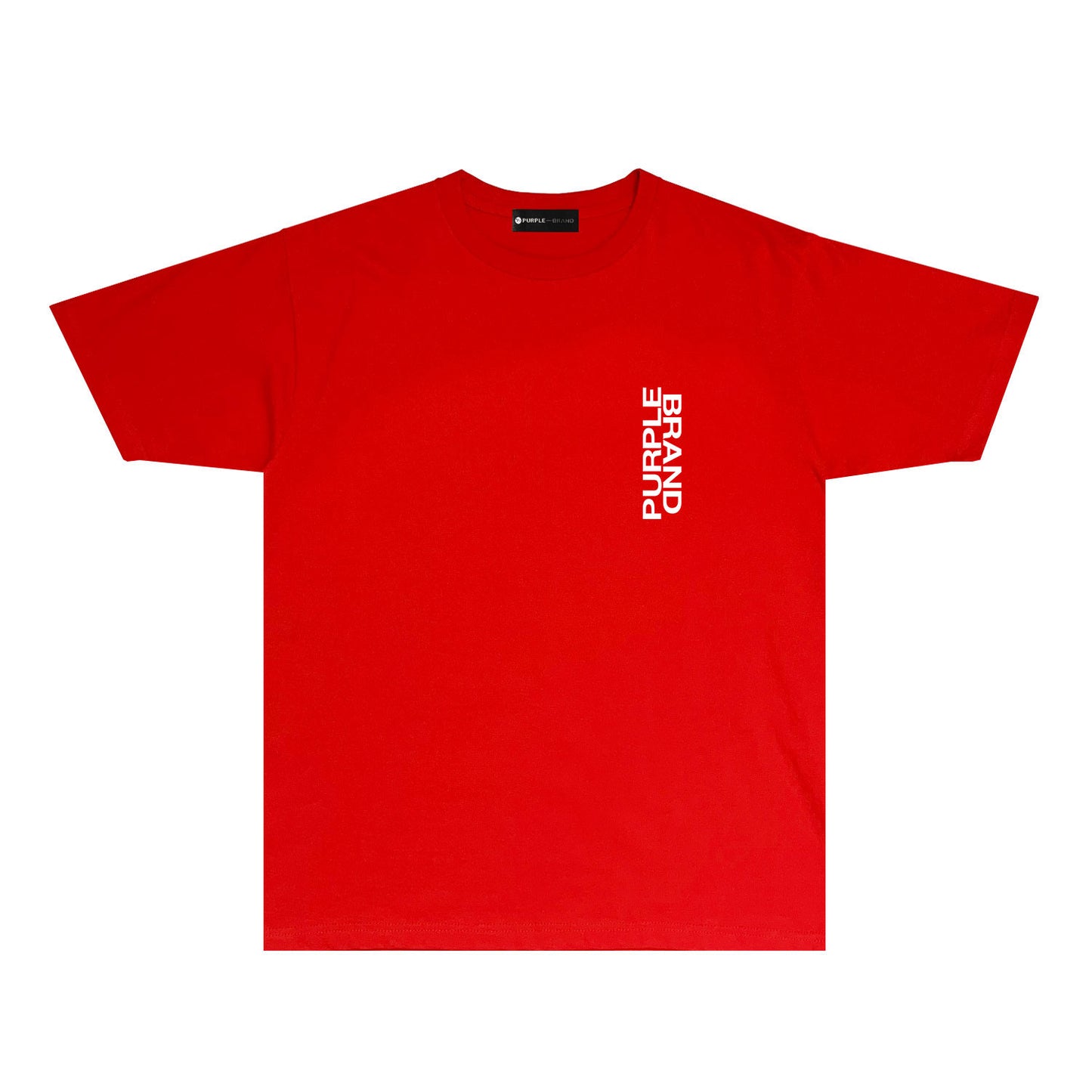 Purple Vertical Small Letter Graphic T Shirt Short Sleeve Casual Streetwear Tee PUR019