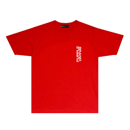 Purple Vertical Small Letter Graphic T Shirt Short Sleeve Casual Streetwear Tee PUR019