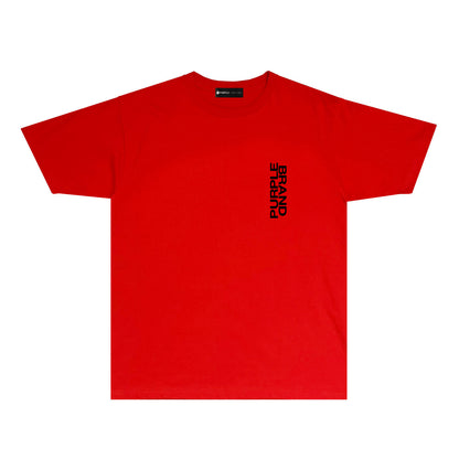 Purple Vertical Small Letter Graphic T Shirt Short Sleeve Casual Streetwear Tee PUR019