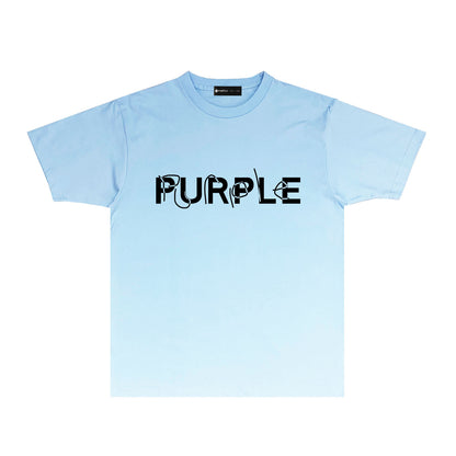 Purple Graffiti Classic Letter Graphic T Shirt Short Sleeve Casual Streetwear Tee PUR020A