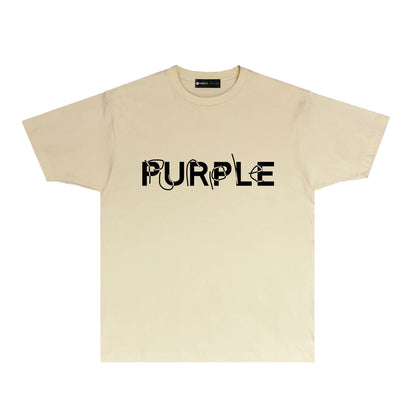 Purple Graffiti Classic Letter Graphic T Shirt Short Sleeve Casual Streetwear Tee PUR020A