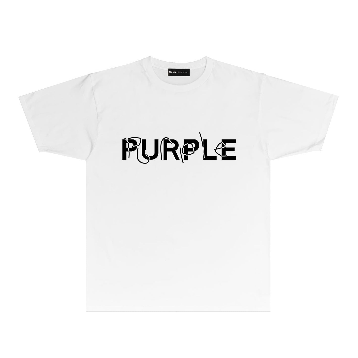 Purple Graffiti Classic Letter Graphic T Shirt Short Sleeve Casual Streetwear Tee PUR020A