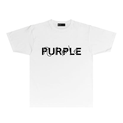 Purple Graffiti Classic Letter Graphic T Shirt Short Sleeve Casual Streetwear Tee PUR020A