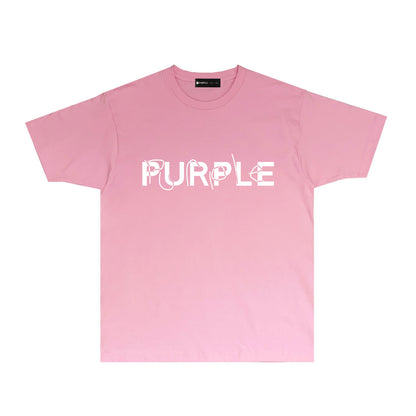 Purple Graffiti Classic Letter Graphic T Shirt Short Sleeve Casual Streetwear Tee PUR020A