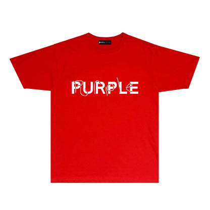 Purple Graffiti Classic Letter Graphic T Shirt Short Sleeve Casual Streetwear Tee PUR020A