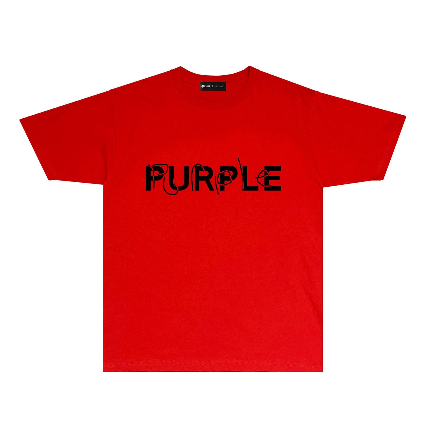 Purple Graffiti Classic Letter Graphic T Shirt Short Sleeve Casual Streetwear Tee PUR020A