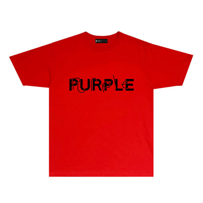 Purple Graffiti Classic Letter Graphic T Shirt Short Sleeve Casual Streetwear Tee PUR020A