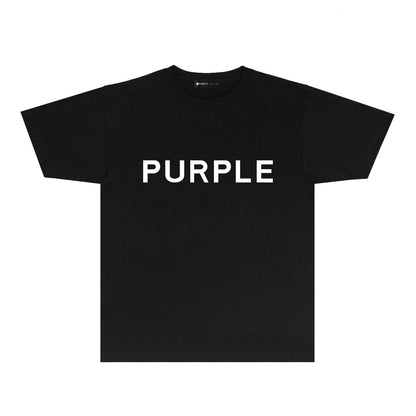 Purple Classic Letter Graphic T Shirt Short Sleeve Casual Streetwear Tee PUR020