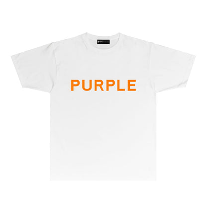 Purple Classic Letter Graphic T Shirt Short Sleeve Casual Streetwear Tee PUR020