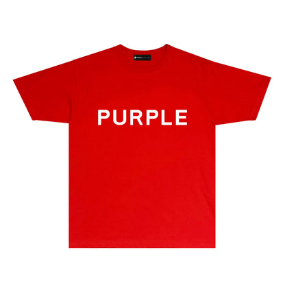 Purple Classic Letter Graphic T Shirt Short Sleeve Casual Streetwear Tee PUR020