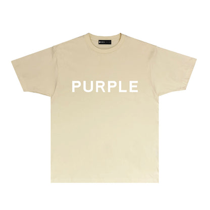 Purple Classic Letter Graphic T Shirt Short Sleeve Casual Streetwear Tee PUR020