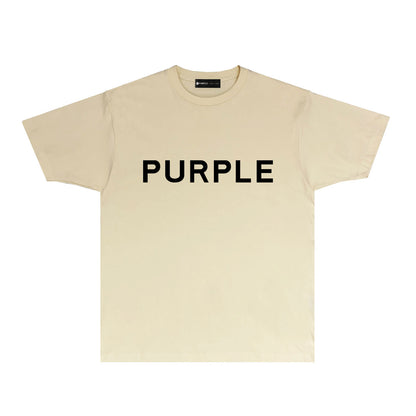 Purple Classic Letter Graphic T Shirt Short Sleeve Casual Streetwear Tee PUR020