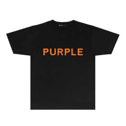 Purple Classic Letter Graphic T Shirt Short Sleeve Casual Streetwear Tee PUR020