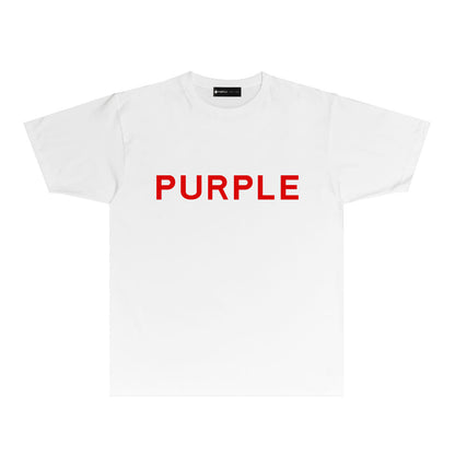 Purple Classic Letter Graphic T Shirt Short Sleeve Casual Streetwear Tee PUR020