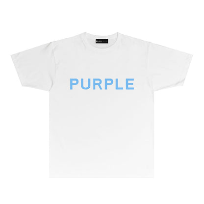 Purple Classic Letter Graphic T Shirt Short Sleeve Casual Streetwear Tee PUR020