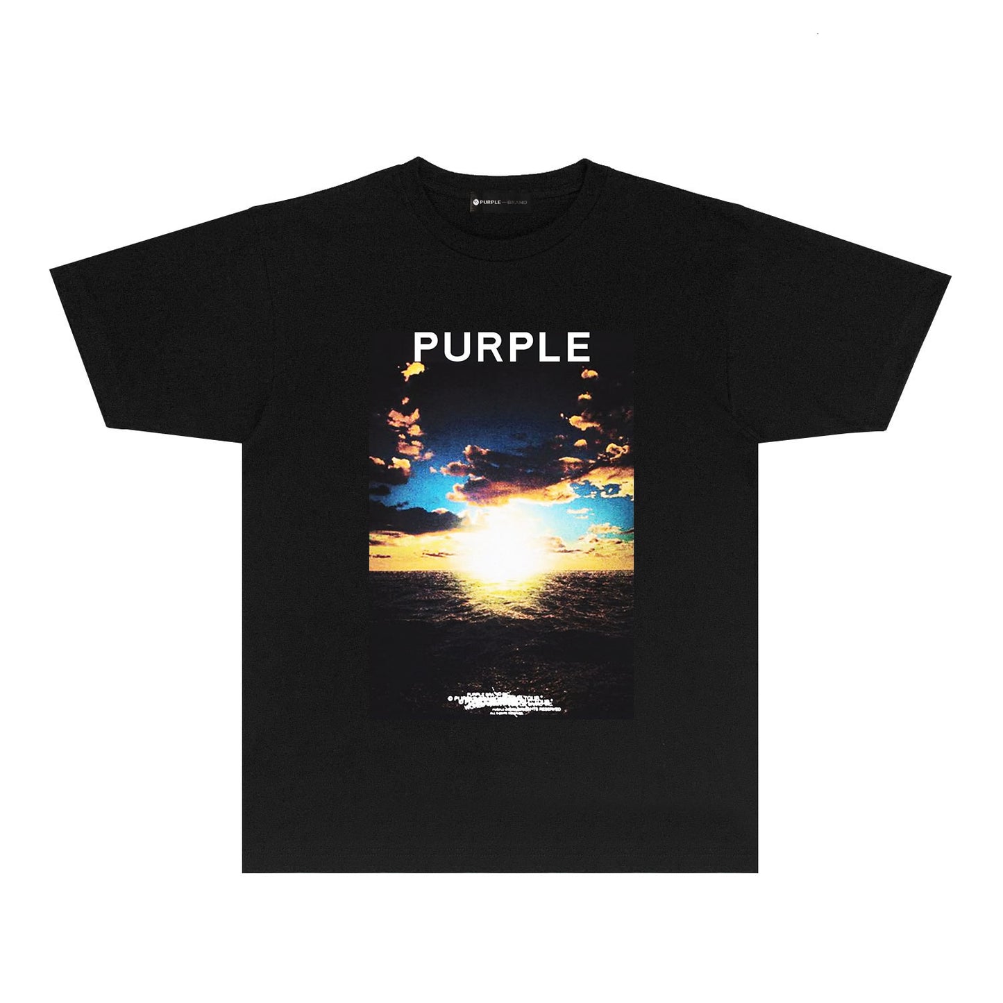 Purple Ocean Horizon Graphic T Shirt Short Sleeve Casual Streetwear Tee PUR021