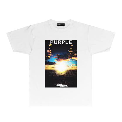 Purple Ocean Horizon Graphic T Shirt Short Sleeve Casual Streetwear Tee PUR021
