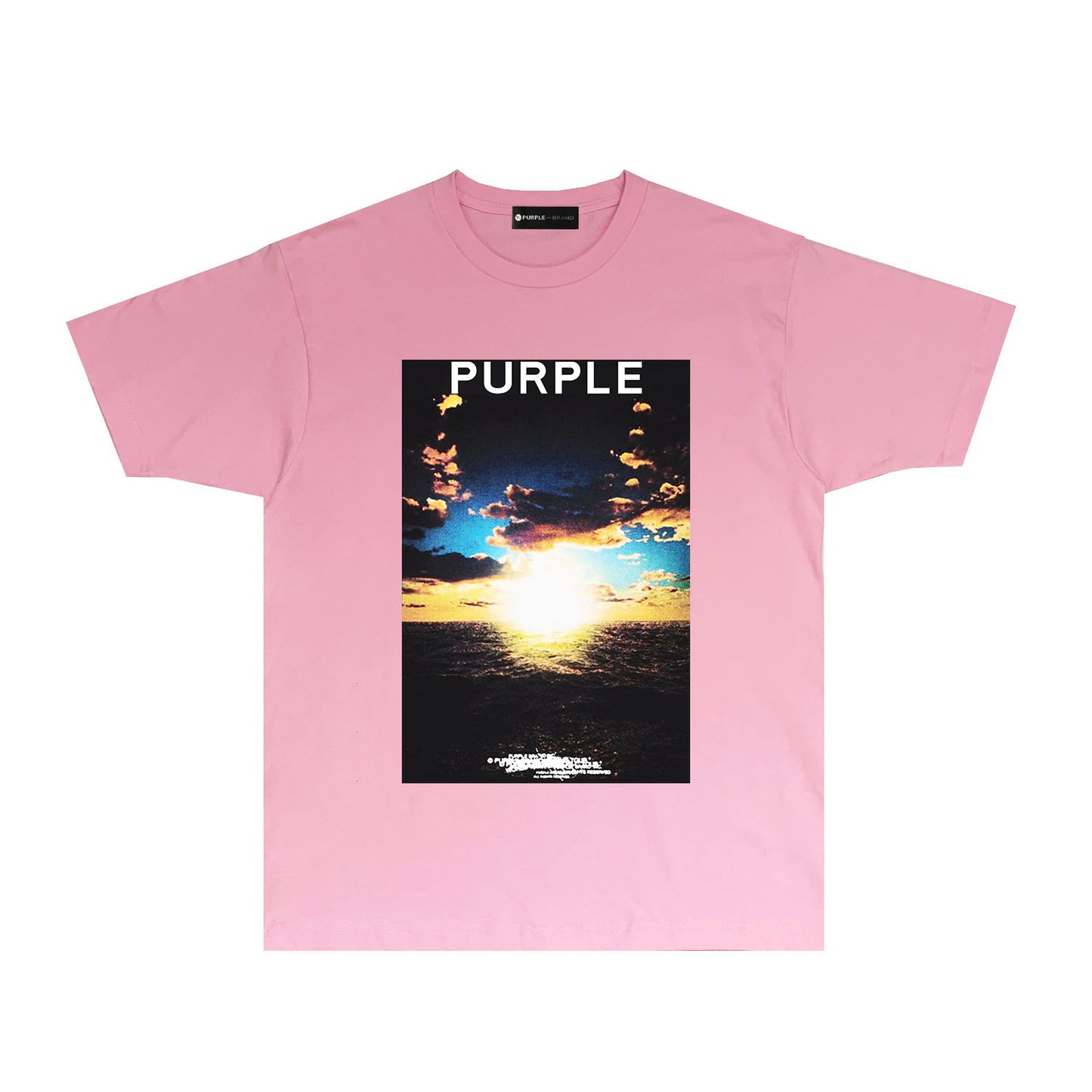 Purple Ocean Horizon Graphic T Shirt Short Sleeve Casual Streetwear Tee PUR021