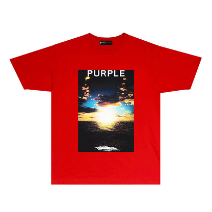 Purple Ocean Horizon Graphic T Shirt Short Sleeve Casual Streetwear Tee PUR021