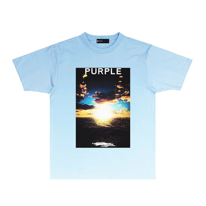 Purple Ocean Horizon Graphic T Shirt Short Sleeve Casual Streetwear Tee PUR021