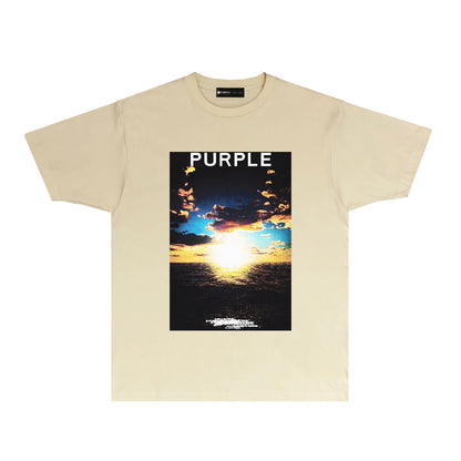 Purple Ocean Horizon Graphic T Shirt Short Sleeve Casual Streetwear Tee PUR021