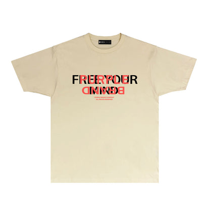 Purple Color Block Inverted Letter Graphic T Shirt Short Sleeve Casual Streetwear Tee PUR022