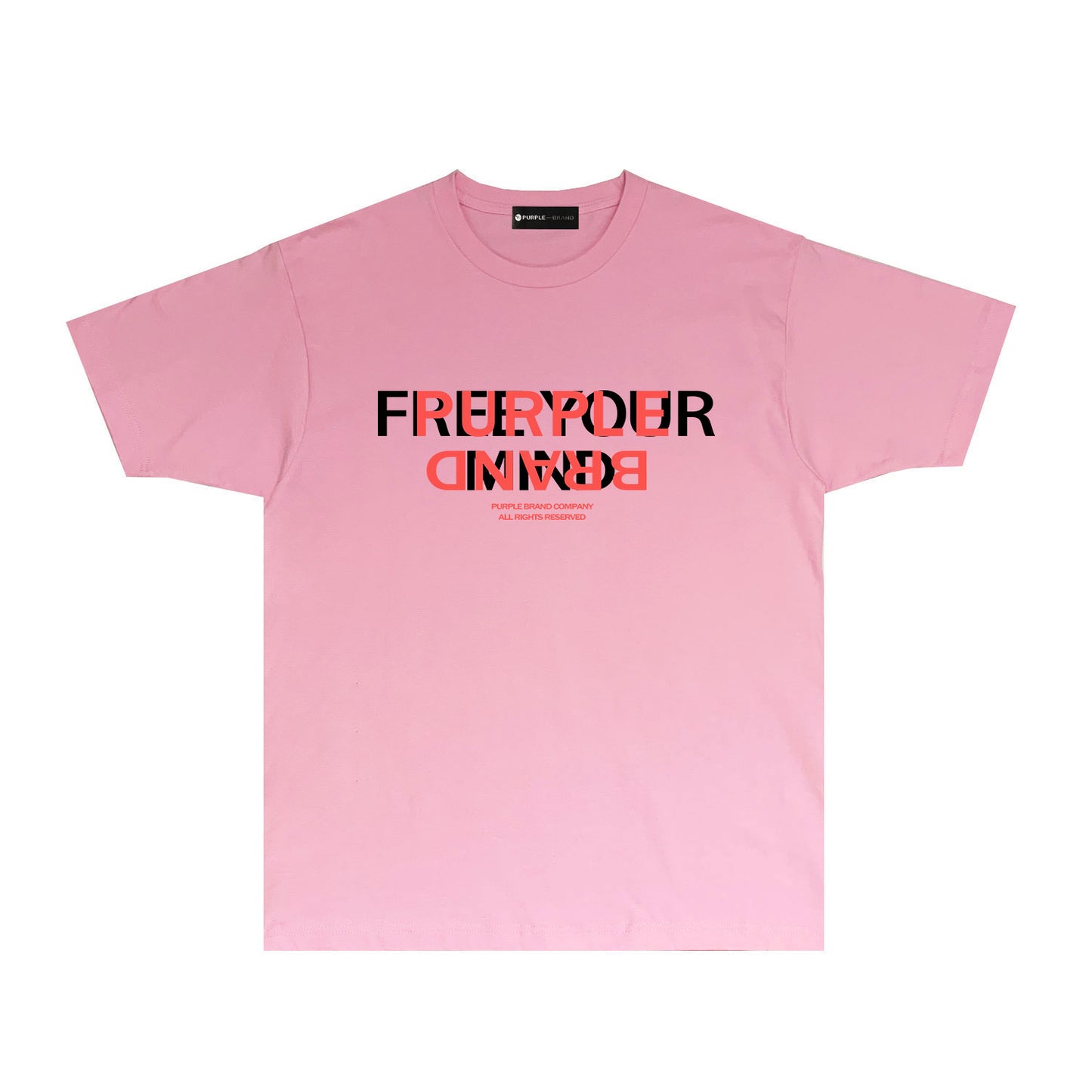 Purple Color Block Inverted Letter Graphic T Shirt Short Sleeve Casual Streetwear Tee PUR022