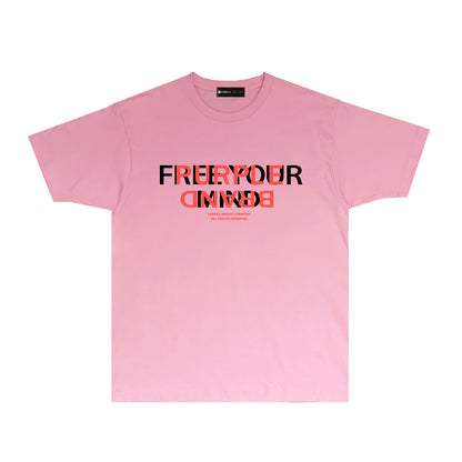 Purple Color Block Inverted Letter Graphic T Shirt Short Sleeve Casual Streetwear Tee PUR022