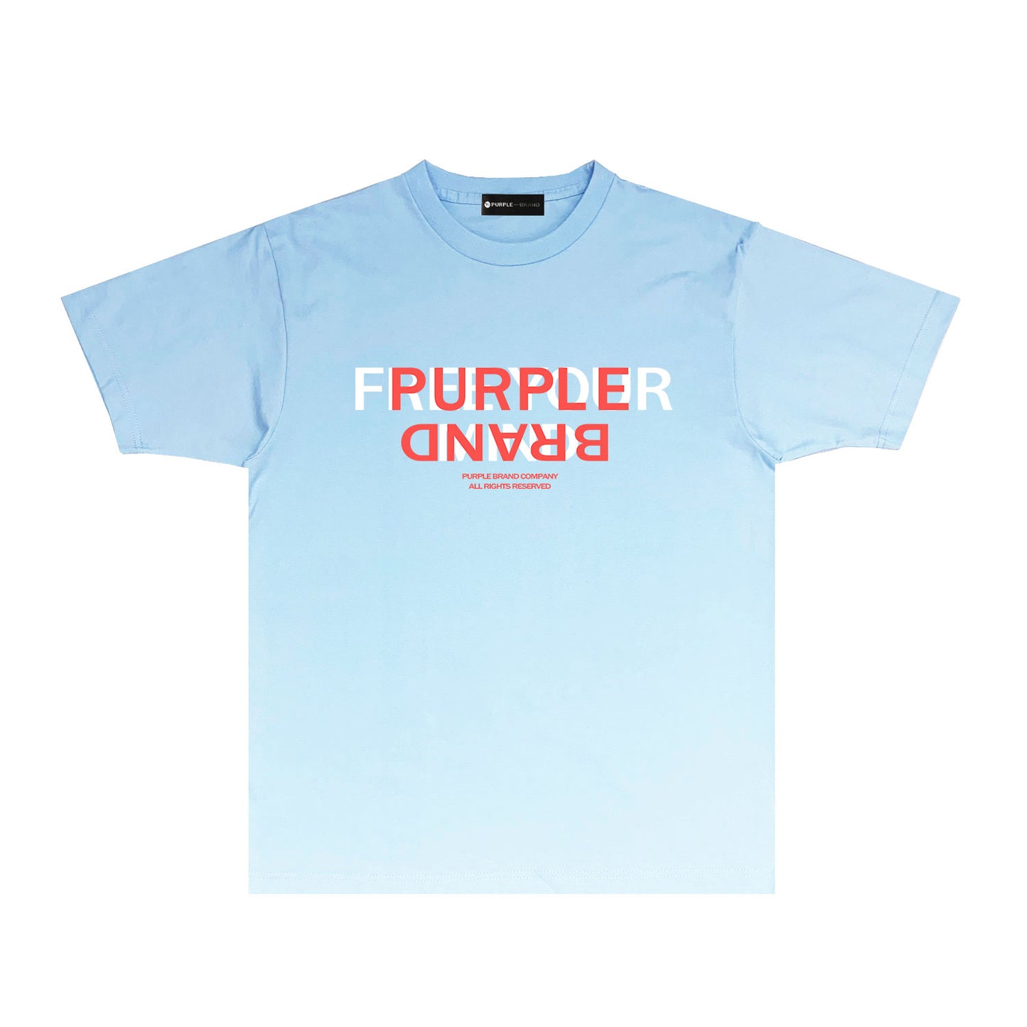 Purple Color Block Inverted Letter Graphic T Shirt Short Sleeve Casual Streetwear Tee PUR022