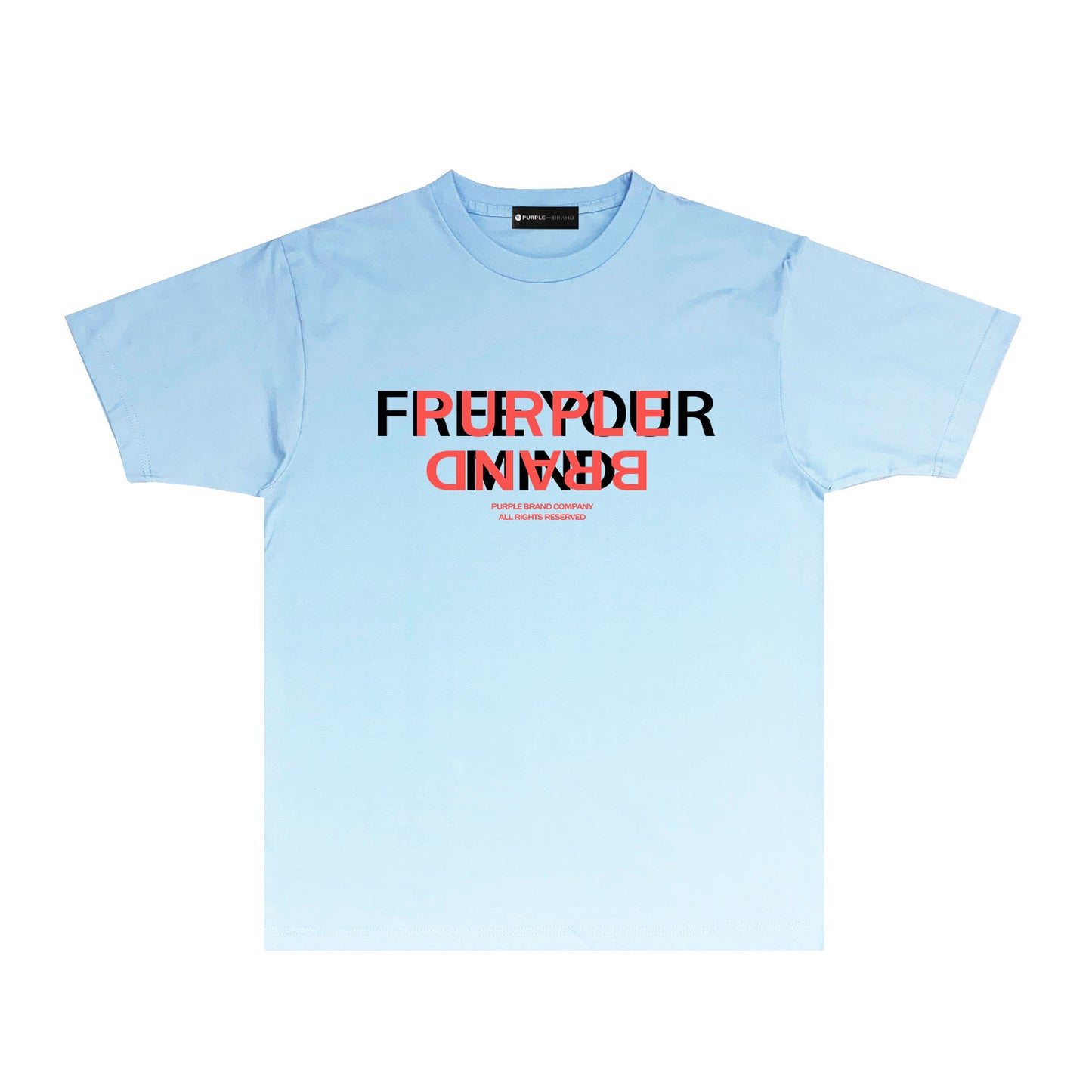 Purple Color Block Inverted Letter Graphic T Shirt Short Sleeve Casual Streetwear Tee PUR022