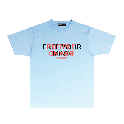 Purple Color Block Inverted Letter Graphic T Shirt Short Sleeve Casual Streetwear Tee PUR022