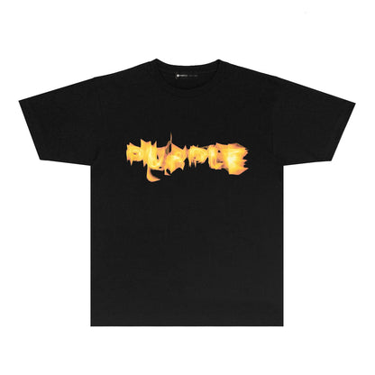 Purple Flame Graphic T Shirt Short Sleeve Casual Streetwear Tee PUR023