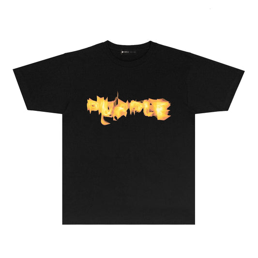 Purple Flame Graphic T Shirt Short Sleeve Casual Streetwear Tee PUR023