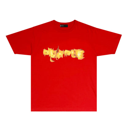 Purple Flame Graphic T Shirt Short Sleeve Casual Streetwear Tee PUR023