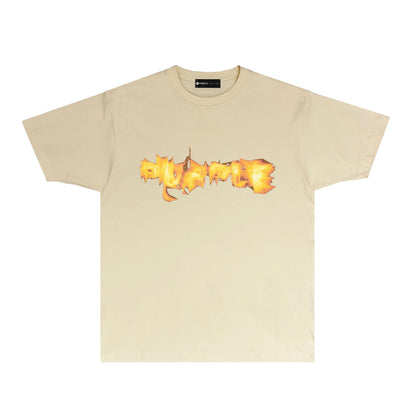 Purple Flame Graphic T Shirt Short Sleeve Casual Streetwear Tee PUR023