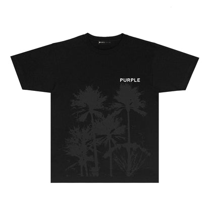 Purple Black Ink Giant Tree Graphic T Shirt Short Sleeve Casual Streetwear Tee PUR024