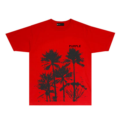 Purple Black Ink Giant Tree Graphic T Shirt Short Sleeve Casual Streetwear Tee PUR024