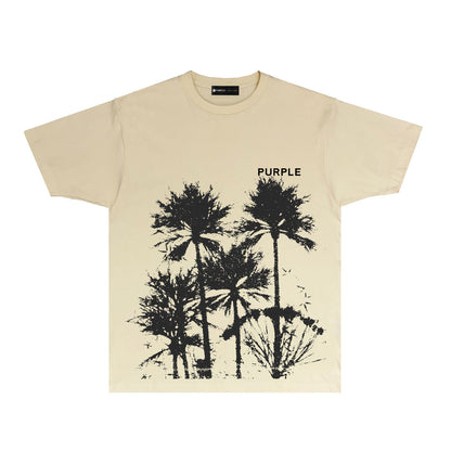 Purple Black Ink Giant Tree Graphic T Shirt Short Sleeve Casual Streetwear Tee PUR024