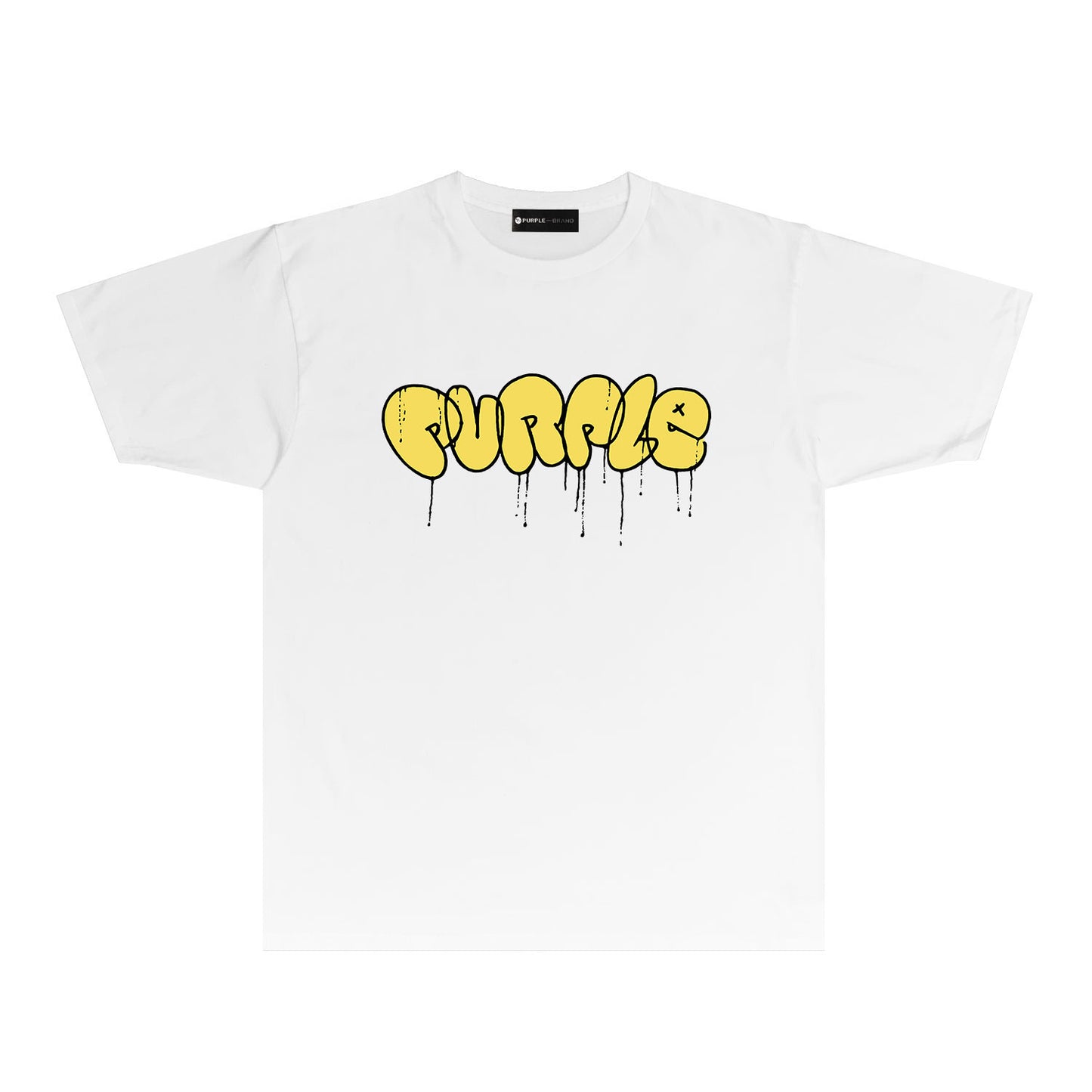Purple Yellow Graffiti Letter Graphic T Shirt Short Sleeve Casual Streetwear Tee PUR027