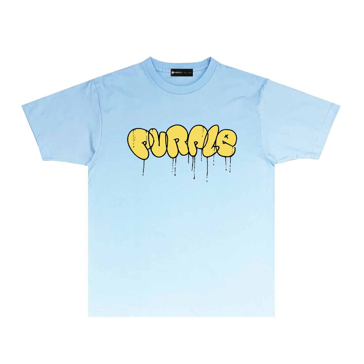 Purple Yellow Graffiti Letter Graphic T Shirt Short Sleeve Casual Streetwear Tee PUR027