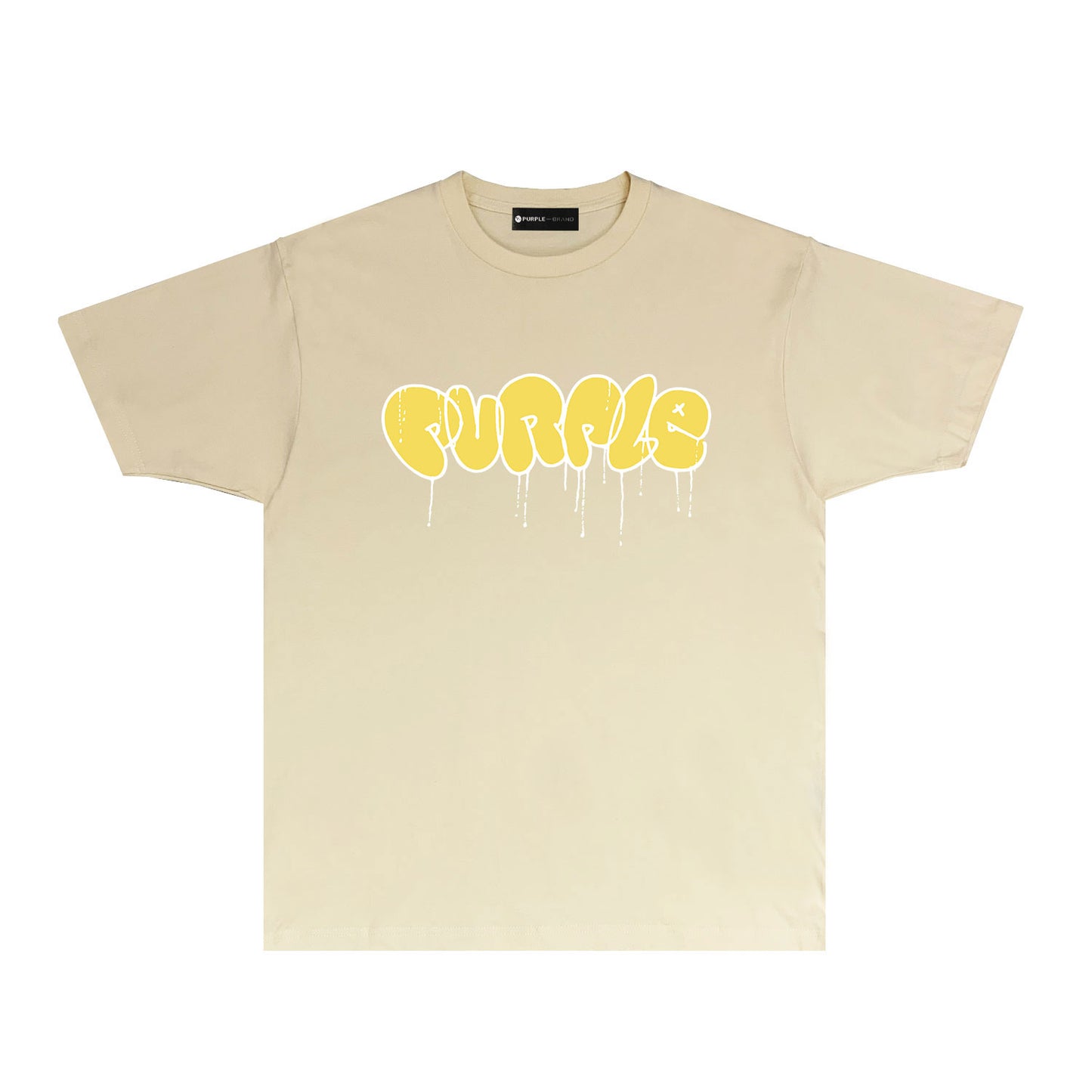 Purple Yellow Graffiti Letter Graphic T Shirt Short Sleeve Casual Streetwear Tee PUR027