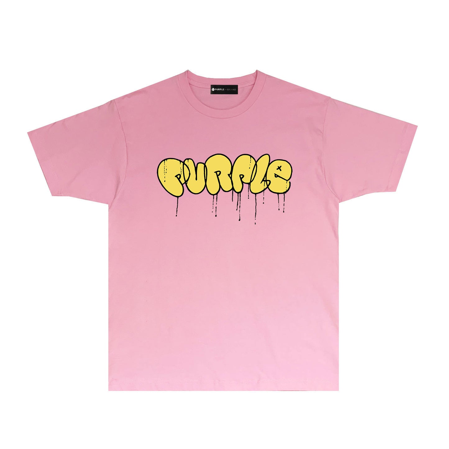 Purple Yellow Graffiti Letter Graphic T Shirt Short Sleeve Casual Streetwear Tee PUR027