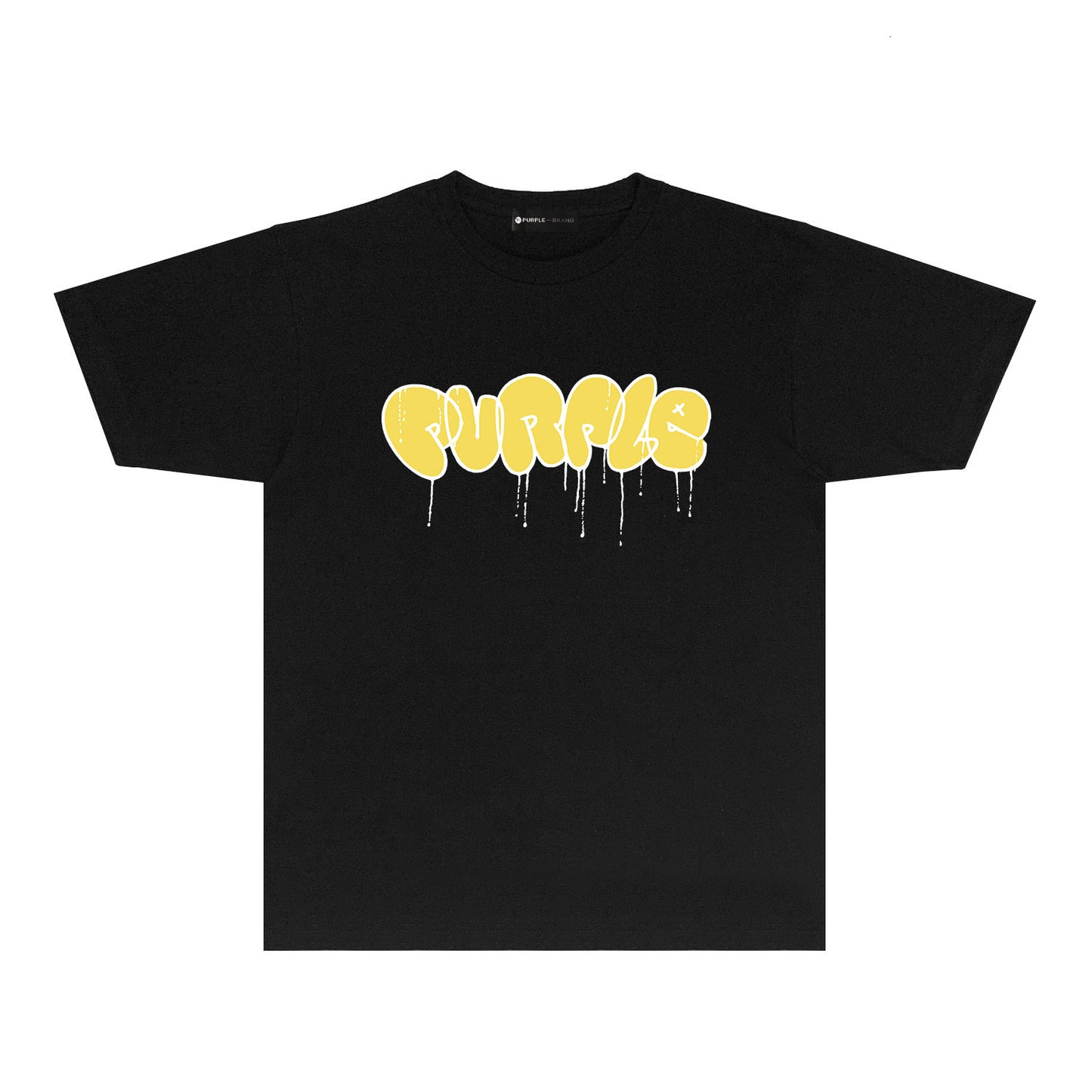 Purple Yellow Graffiti Letter Graphic T Shirt Short Sleeve Casual Streetwear Tee PUR027