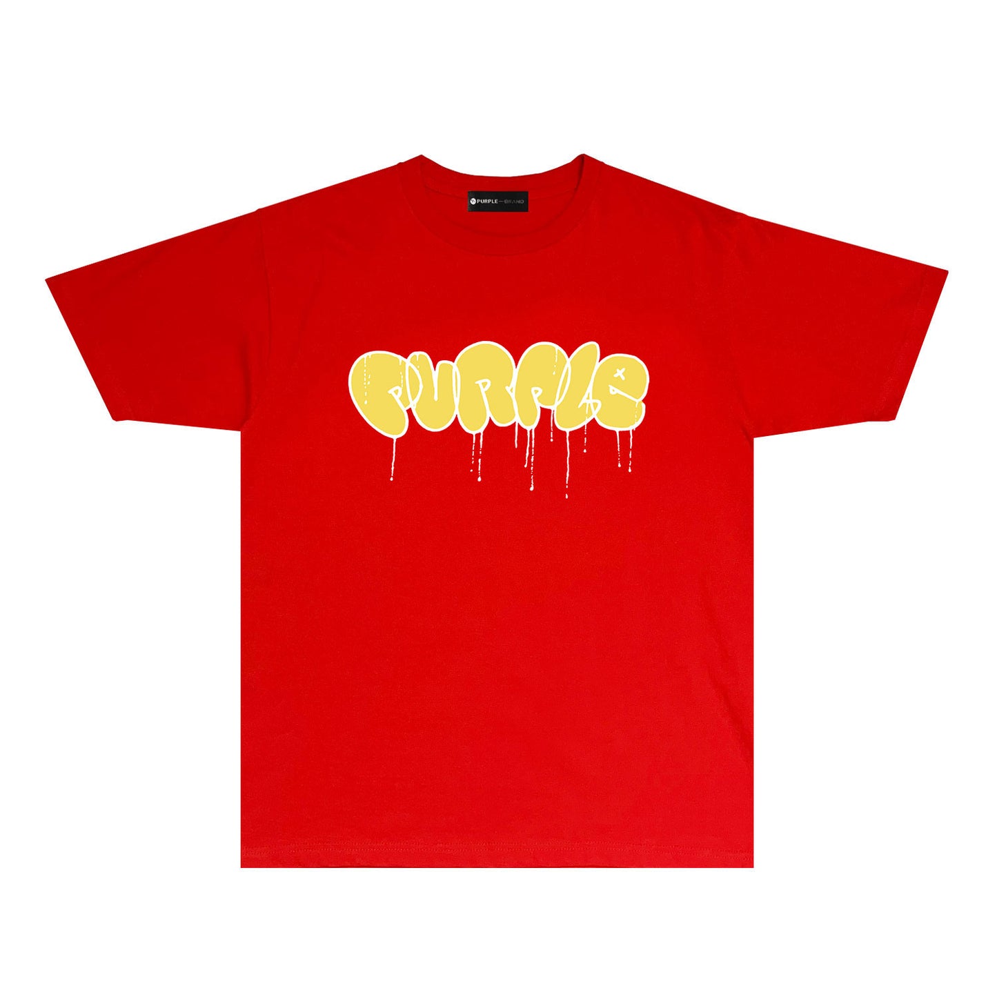 Purple Yellow Graffiti Letter Graphic T Shirt Short Sleeve Casual Streetwear Tee PUR027