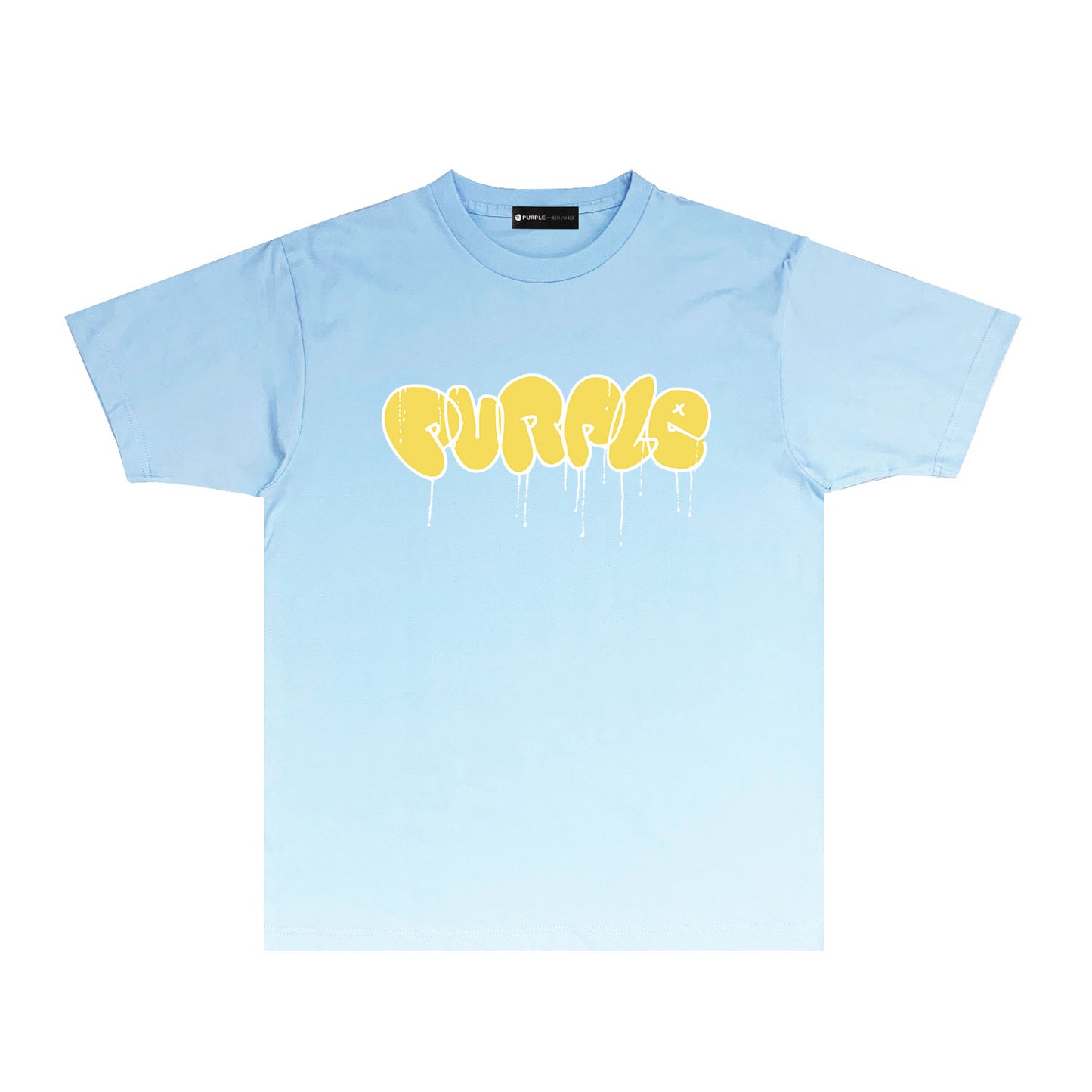 Purple Yellow Graffiti Letter Graphic T Shirt Short Sleeve Casual Streetwear Tee PUR027