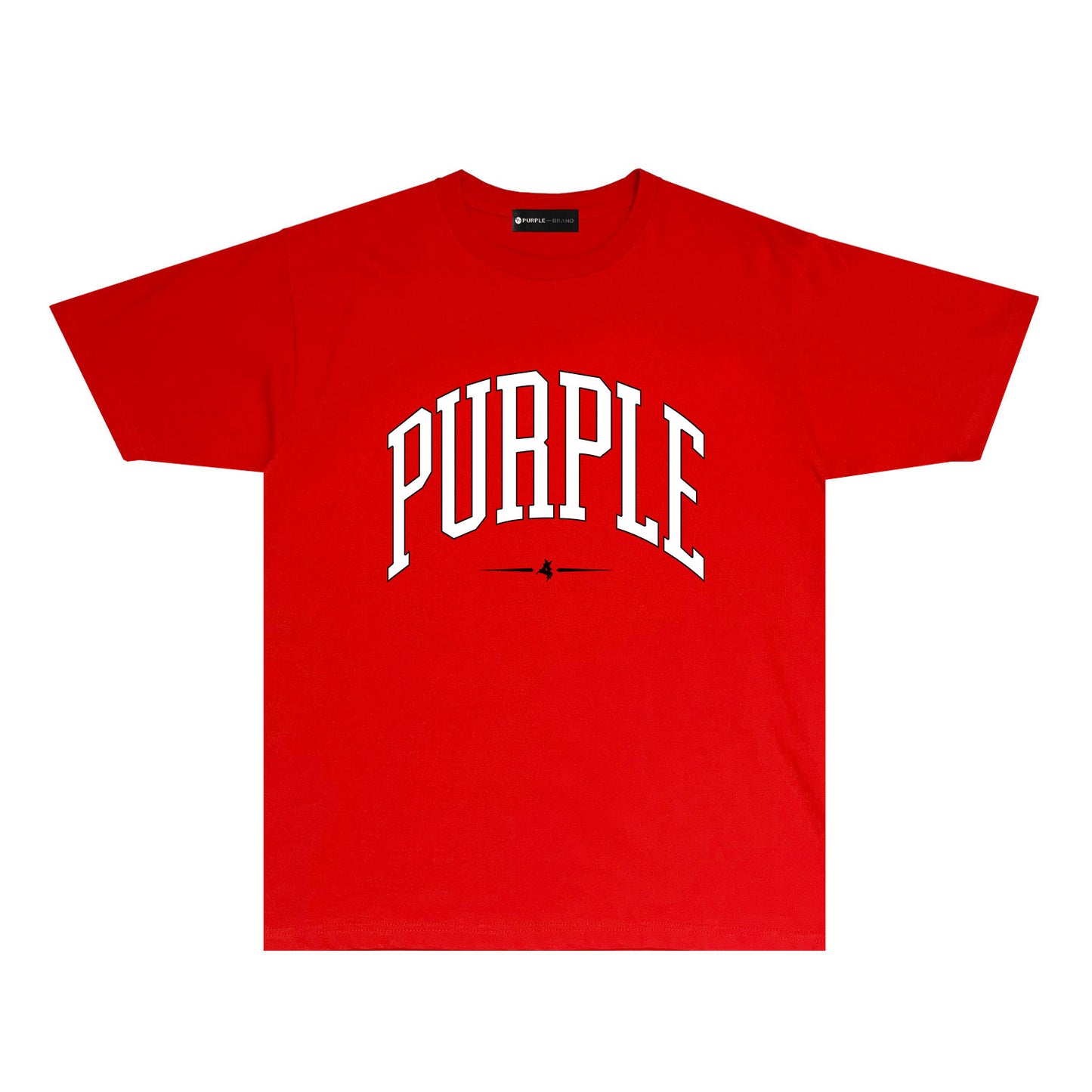 Purple Curved Letter Graphic T Shirt Short Sleeve Casual Streetwear Tee PUR029