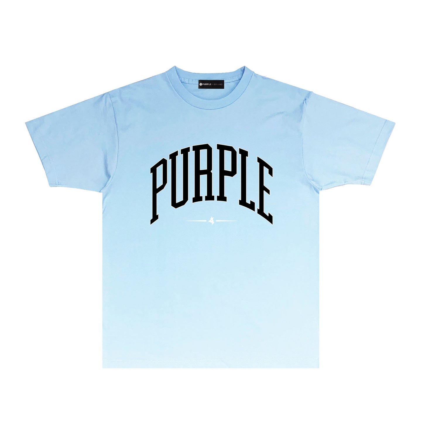 Purple Curved Letter Graphic T Shirt Short Sleeve Casual Streetwear Tee PUR029