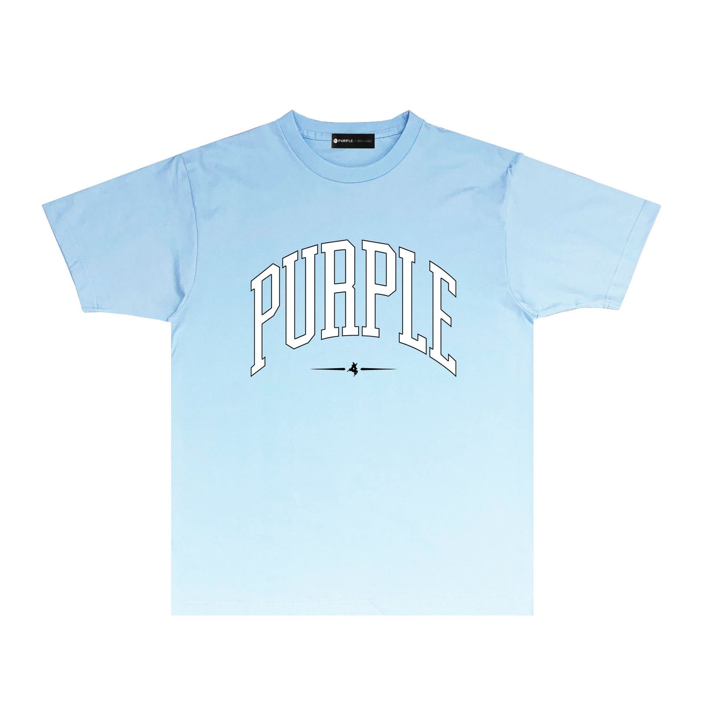 Purple Curved Letter Graphic T Shirt Short Sleeve Casual Streetwear Tee PUR029