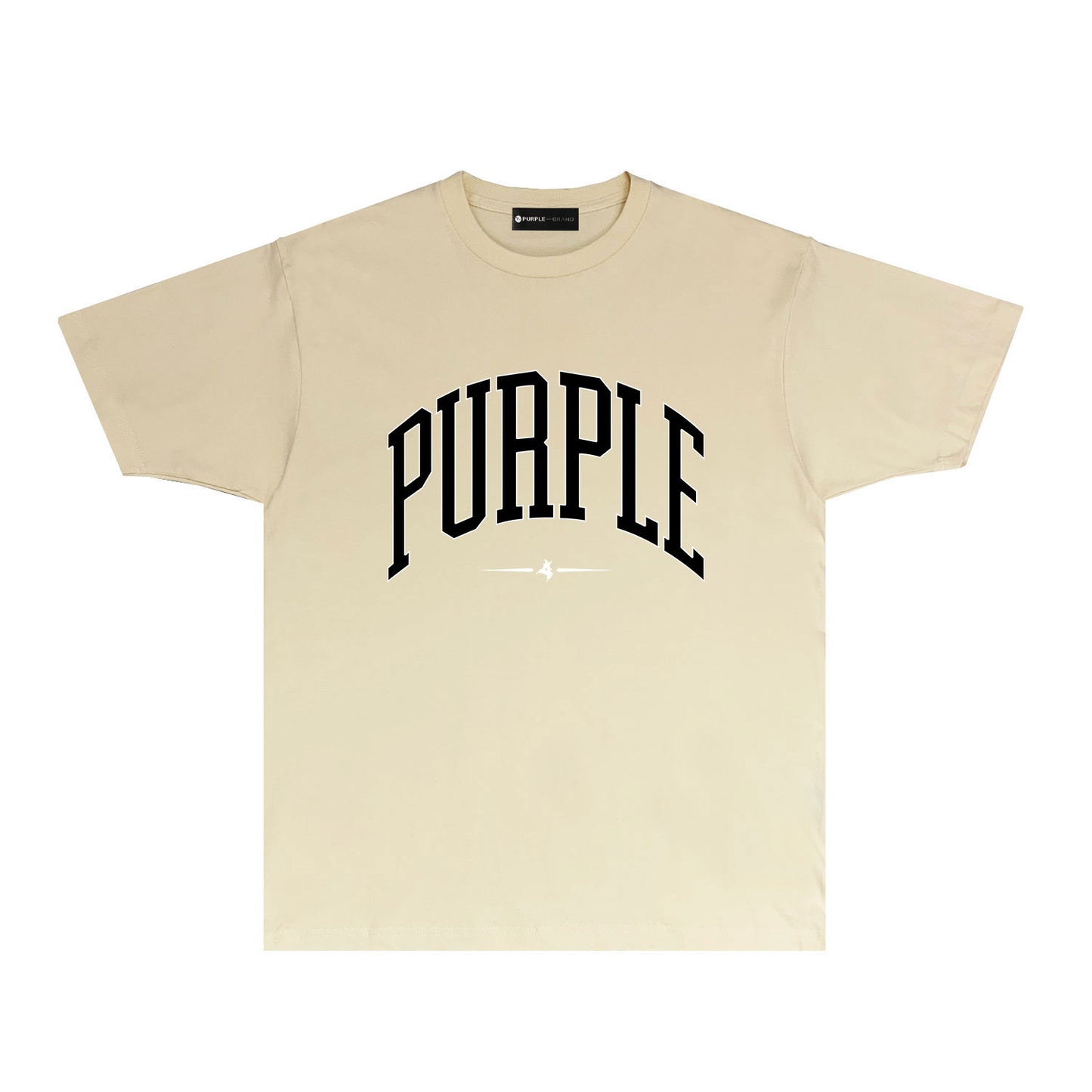 Purple Curved Letter Graphic T Shirt Short Sleeve Casual Streetwear Tee PUR029