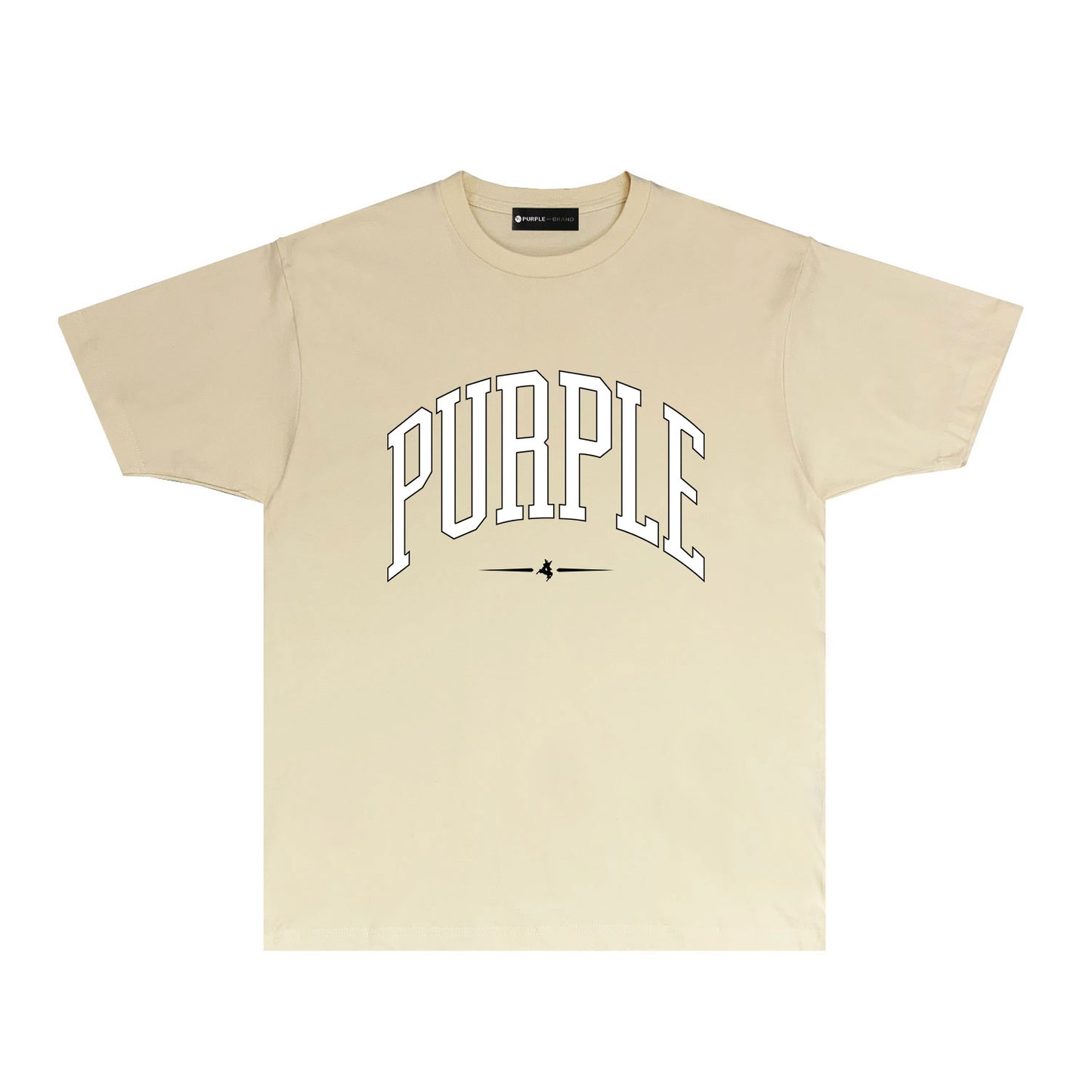 Purple Curved Letter Graphic T Shirt Short Sleeve Casual Streetwear Tee PUR029